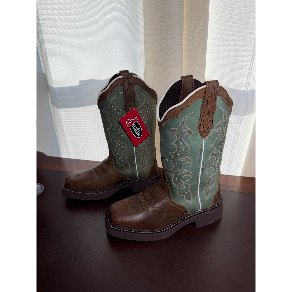 Justin Gypsy Women Brown Sage Green Western Cowboy Boots GY2904 Size 8.5 B